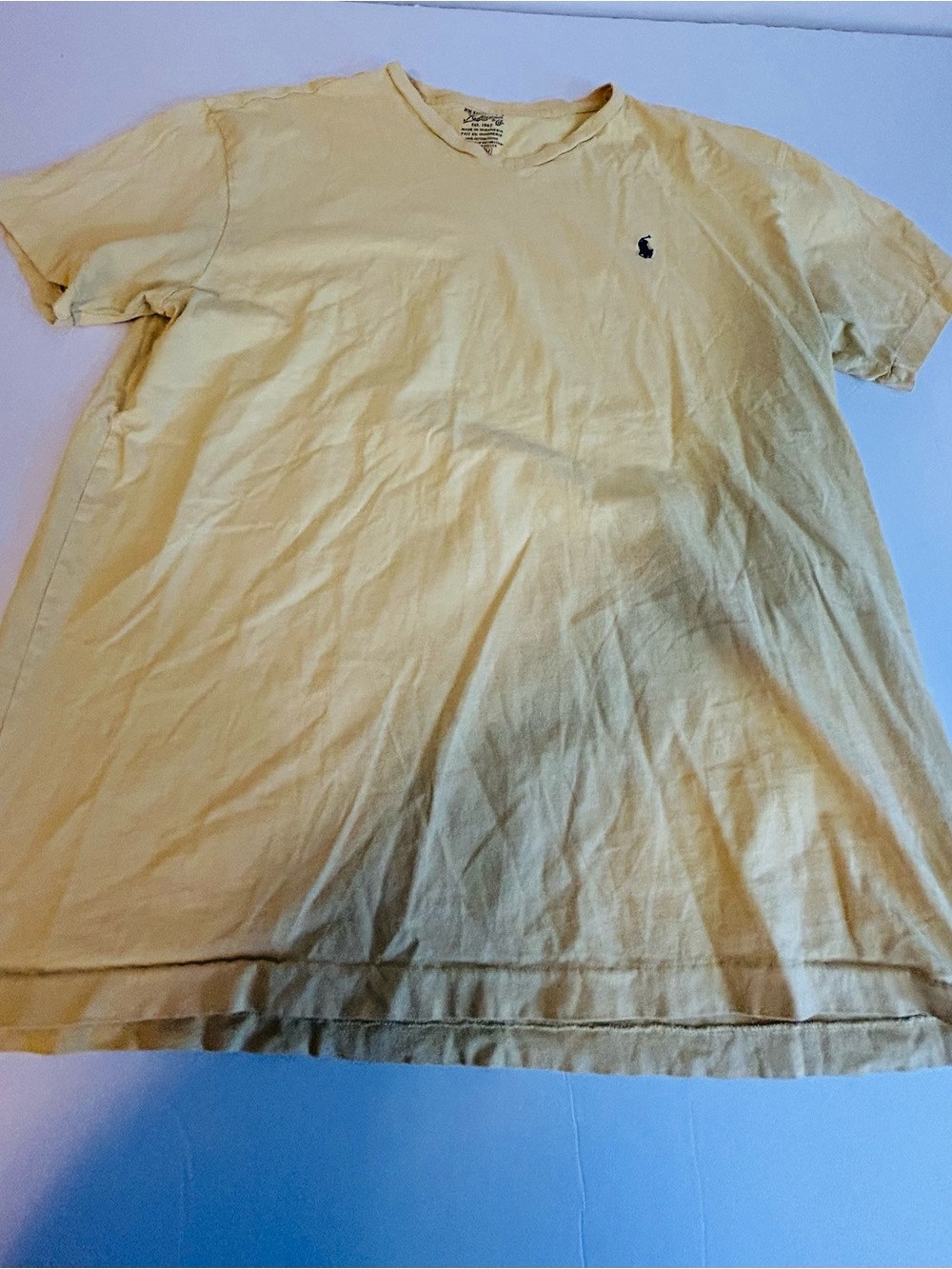 Polo by Ralph Lauren Men’s Short-Sleeve Crew Tee in Light Yellow with Navy Pony
